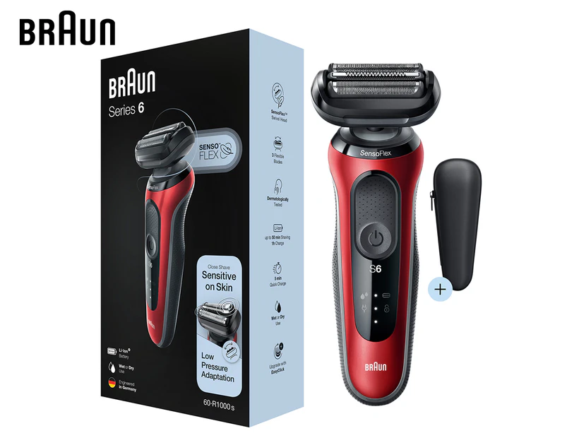 Braun Series 6 60-R1000s Electric Shaver, Wet & Dry, Rechargeable, Cordless Foil Shaver - 81694988