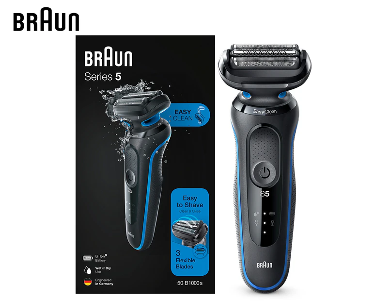 Braun Series 5 50-B1000s Electric Shaver, Wet & Dry, Rechargeable, Cordless Foil Shaver, Blue - 81694794