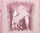 Flapdoodles Girls' Graphic Long Sleeve Tee / T-Shirt / Tshirt - Light Pink