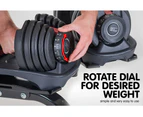 2x Powertrain 24kg Adjustable Dumbbells w/ Stand Adidas 10433 Bench