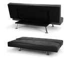Sarantino 3 Seater Faux Leather Sofa Bed Lounge - Black