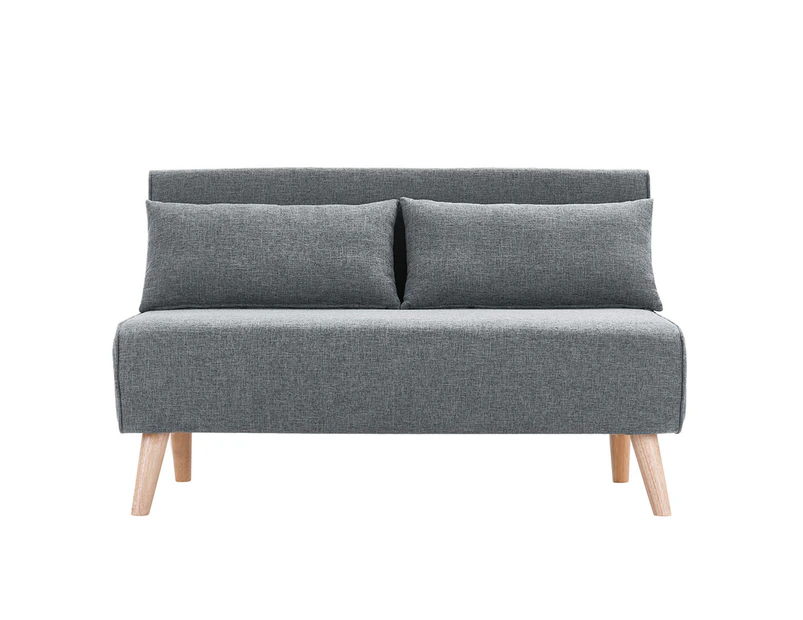 Sarantino Adjustable Corner Sofa 2-Seater Chair Linen Bed - Dark Grey