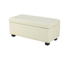 Large Ottoman Faux Leather Storage Box Footstool Chest - Beige