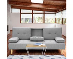 Sarantino Linen Fabric Sofa Bed Lounge - Light Grey