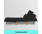 Sarantino Adjustable Corner Sofa Bed Lounge Faux Velvet - Black