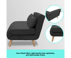Sarantino 2-Seater Adjustable Sofa Bed Lounge Faux Velvet Chair Black