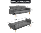 Sarantino 3 Seater Modular Linen Fabric Sofa Bed Couch Armrest Grey