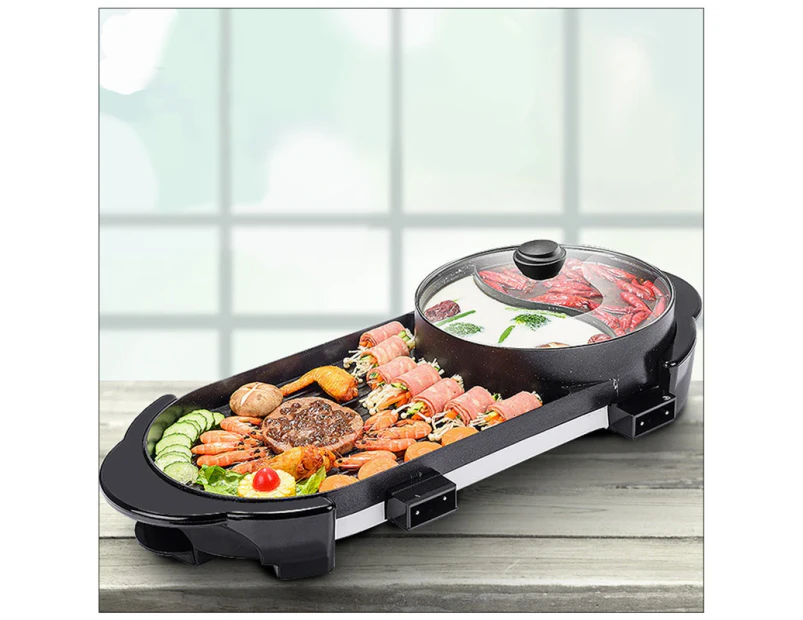 2 in 1 BBQ Barbecue Electronic Pan Grill Teppanyaki Hot Pot Hotpot Steamboat