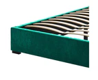 Septima Upholstered Velvet Double Bed Base - Green