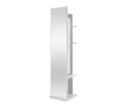 Slim Rotating Mirror Jewellery Storage Cabinet Free Standing Armoire Organizer White