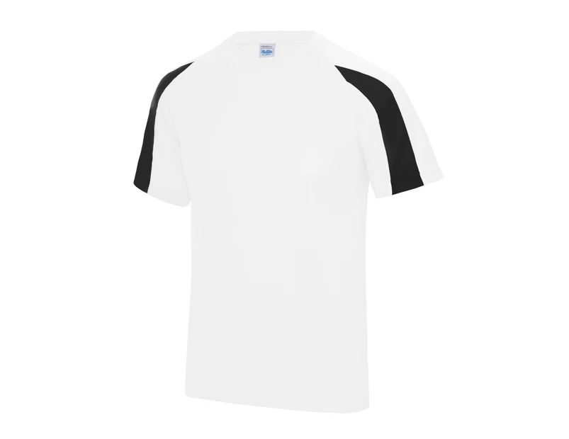 AWDis Just Cool Kids Unisex Contrast Plain Sports T-Shirt (Arctic White/Jet Black) - RW690