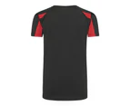 AWDis Just Cool Kids Unisex Contrast Plain Sports T-Shirt (Jet Black/Fire Red) - RW690