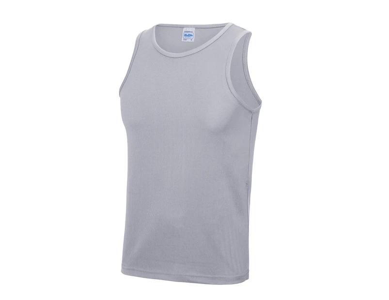 AWDis Just Cool Mens Sports Gym Plain Tank / Vest Top (Heather Grey) - RW687