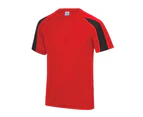 AWDis Just Cool Kids Unisex Contrast Plain Sports T-Shirt (Fire Red/Jet Black) - RW690