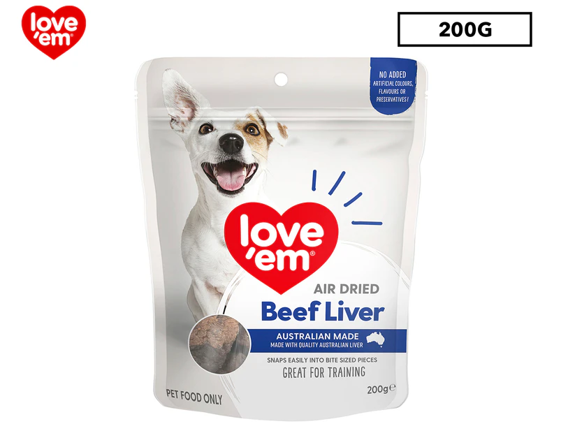 Love 'Em Air Dried Dog Training Treats Beef Liver 200g