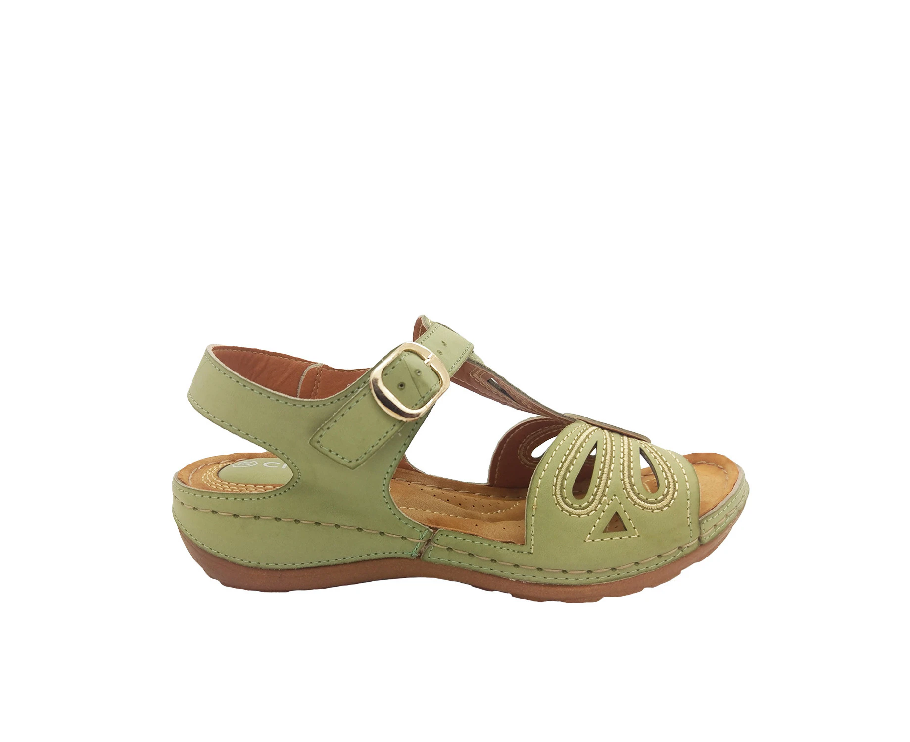 Cherry Twist Ladies Sandal Slingback Open Toe Buckle Comfort Sole Light - Green