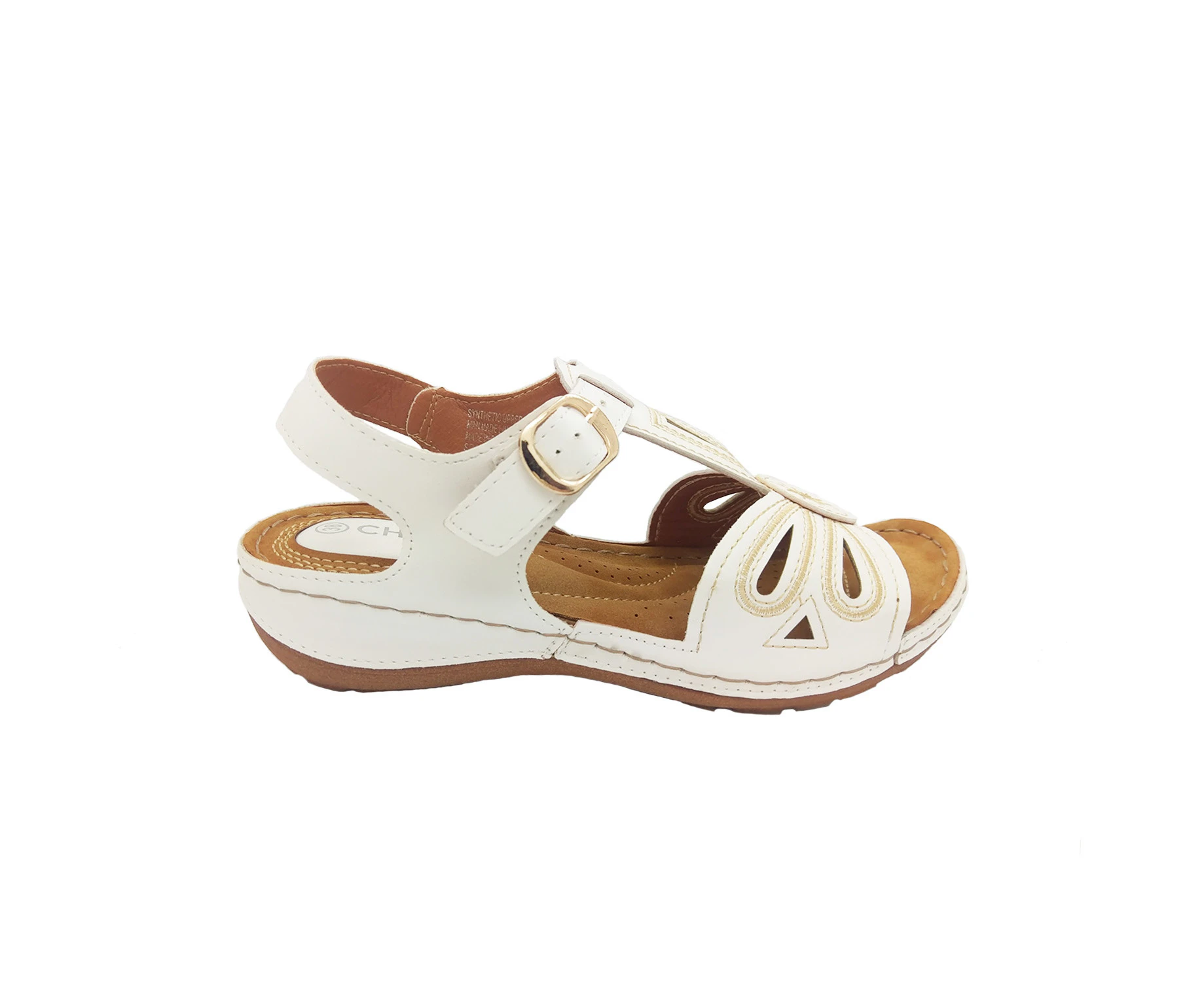 Cherry Twist Ladies Sandal Slingback Open Toe Buckle Comfort Sole Light - White