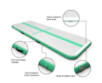 Costway 3x1M Airtrack Inflatable Air Track, Tumbling Gymnastics Mat  w/Pump,Floor Home GYM Exercise Mat,Green