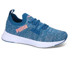 Puma Women's Flyer Runner Engineer Knit Running Shoes - Digi Blue/White/Peach