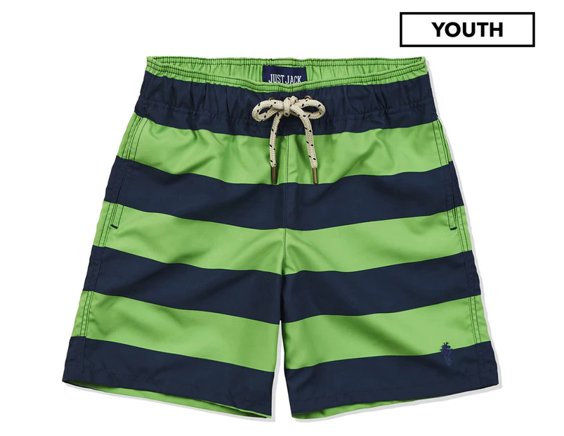 Just Jack Boys' Striped Board Shorts - Navy/Green