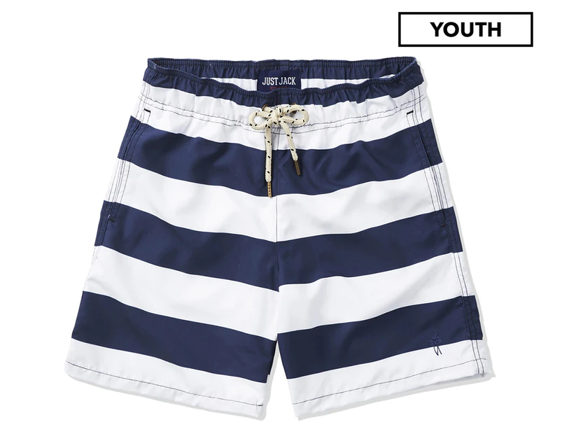 Just Jack Boys' Striped Board Shorts - Navy/White