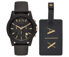 Armani Exchange AX7105 Black Dial Mens Watch And Luggage Tag Gift Set