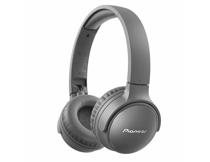 Pioneer S6 On-Ear Bluetooth Noise Cancelling Headphones w/ Voice Assistant Grey