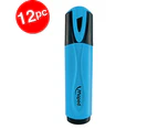 12pc Maped Fluo Neon Highlighter 1-4mm Chisel Nib Inkjet Safe Marker Blue