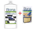 Bona Stone Tile & Laminate Floor Polish w/ Microfibre Applicator Pad for Mop