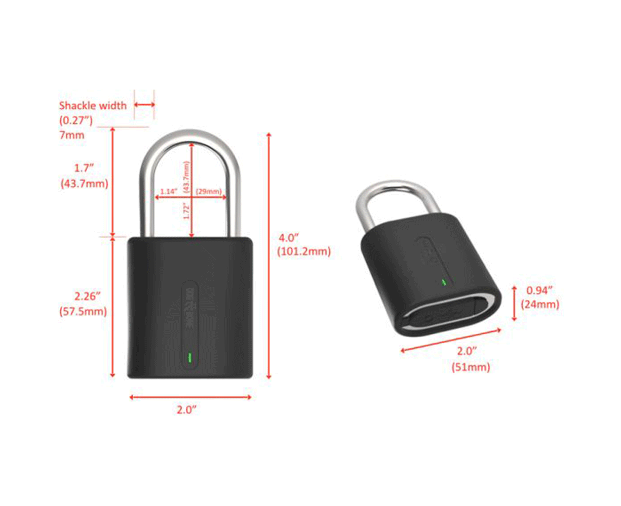 Dog and Bone LockSmart Mini Keyless Padlock Bluetooth Lock for Apple/Samsung Red