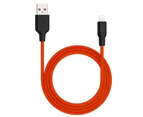 Philex 1m Silicone 2A Charge/Sync 8 Pin Cable to USB for Apple iPhone Red