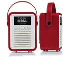 Portable Digital DAB+ Radio And Bluetooth Speaker Retro Look Red AUX USB Inputs