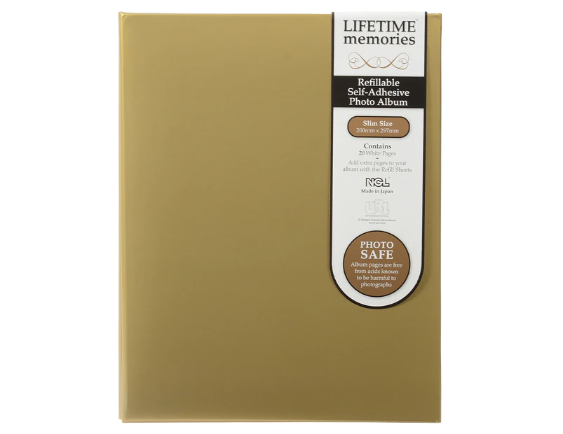 Self-Adhesive 20 Pages Refillable A4 Photo Album - Gold