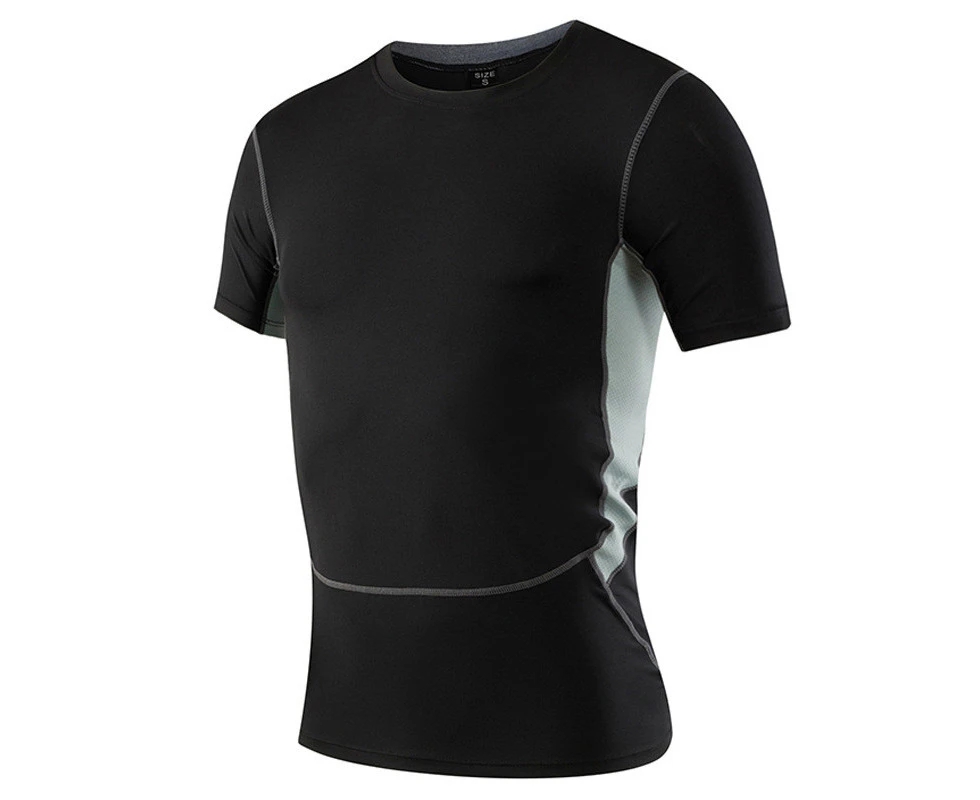 Adore Men PRO 3 generation tight sports short-sleeved fitness running stretch wicking and quick-drying T-shirt 1033-Black