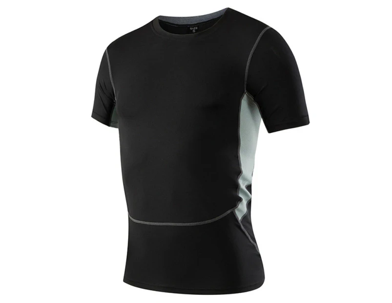 Adore Men PRO 3 generation tight sports short-sleeved fitness running stretch wicking and quick-drying T-shirt 1033-Black