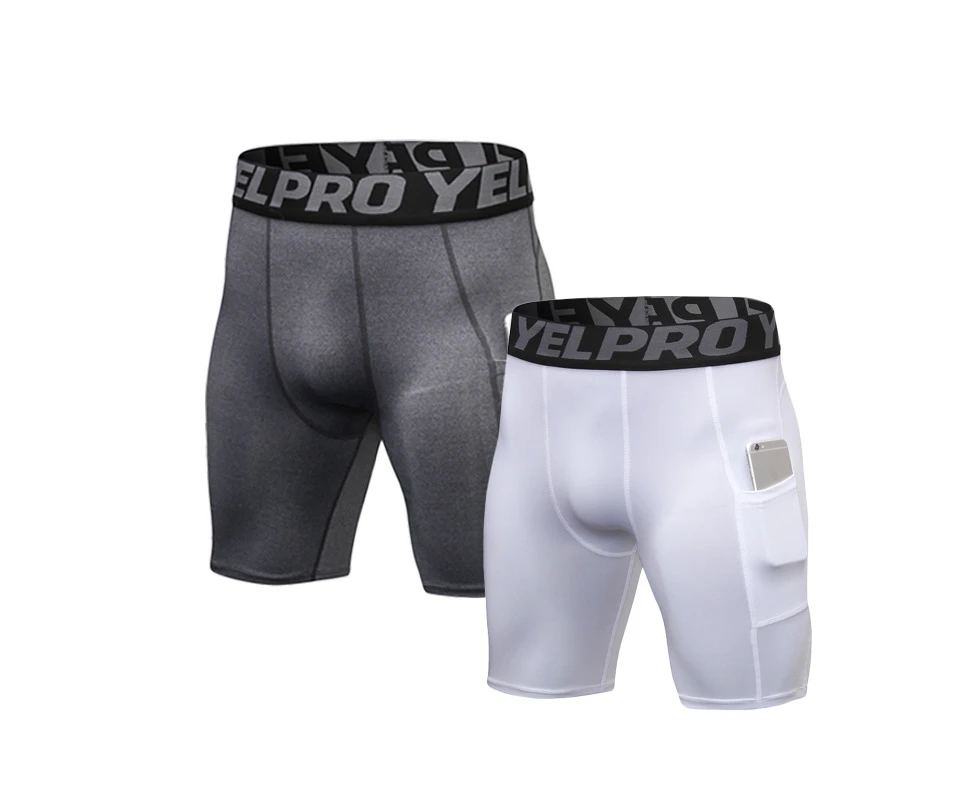 Adore 2 Packs Summer Short Quick-Dry Breathable Trunks Outdoor Sport Gym Beach Shorts Male Pants for Running 1084-White&Grey