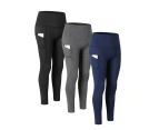 Adore 3 Packs Women Yoga Pants High Waist Fitness Running Leggings Sport Quick Dry Workout Leggins With Pocket 2060-Black&Grey&Navy