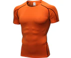 Adore Men PRO Tight Short Sleeve Fitness Sports Running Training Stretch Quick-drying T-shirt Clothes 1053-Orange