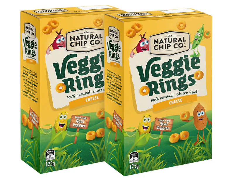 2 x The Natural Chip Co. Veggie Rings Cheese 125g