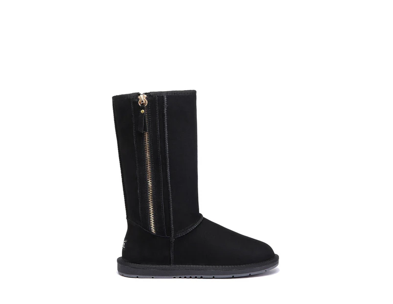 Ugg Australian Shepherd Tall Side Zip | Sheepskin Upper - Women - Martens - Black