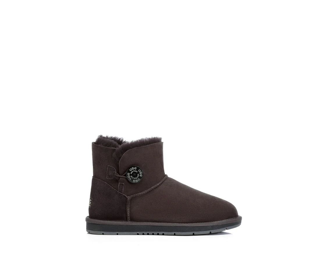 Ugg Australian Shepherd Mini Button | Sheepskin Upper - Women - UGG Boots - Chocolate