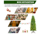 Costway 2.1M Pre Lit Slim Christmas Tree LED Xmas Tree PVC Hinged Home Outdoor Xmas Decoration