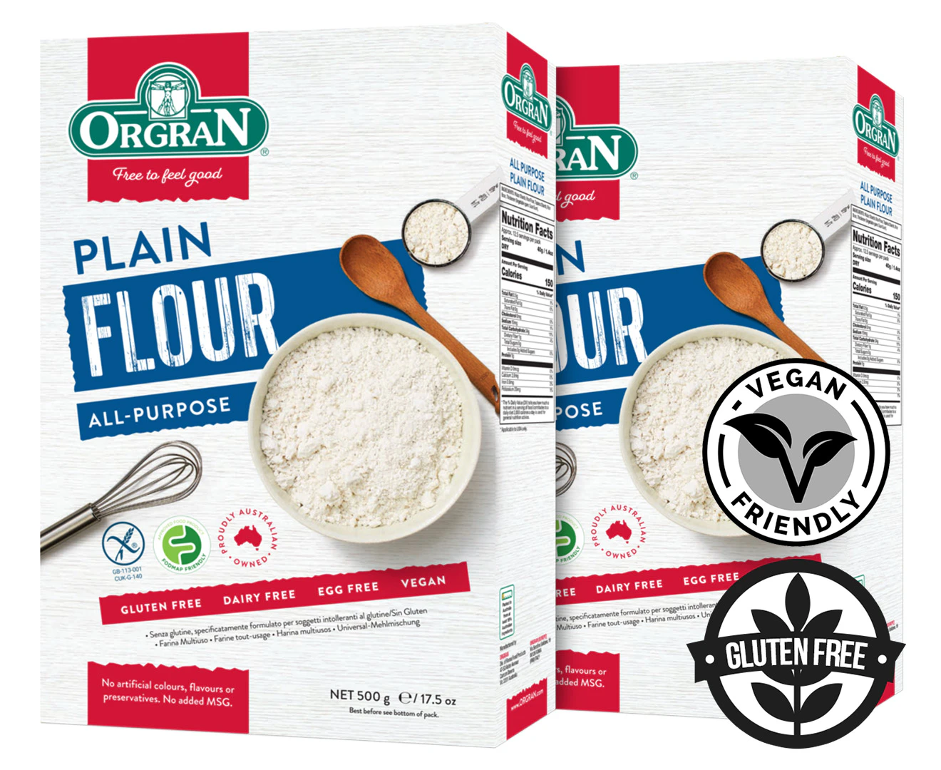 2 x Orgran Gluten Free All Purpose Plain Flour 500g