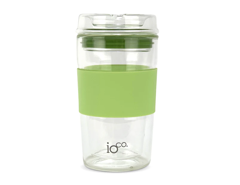 IOco 12oz ALL GLASS Glass Tea & Coffee Traveller - Pistachio Green | Olive Green - Pistachio Green