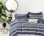 CleverPolly Chris King Bed Quilt Cover Set - Navy/White