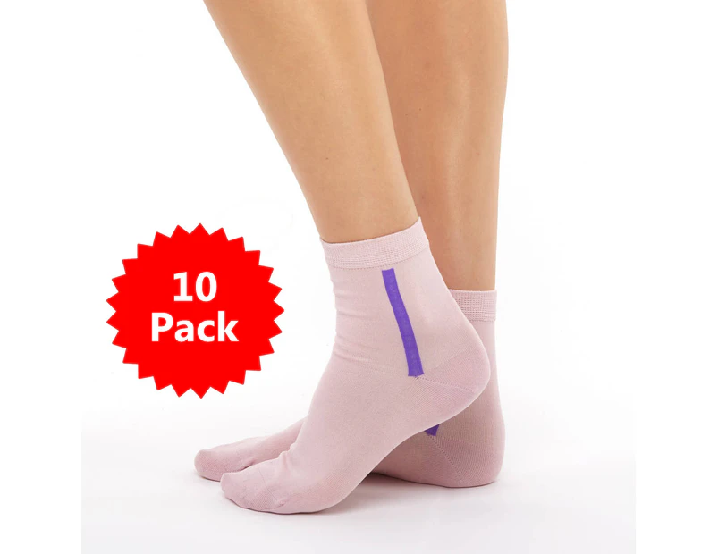 10 PACK - Chusette Fashion Mercerized Cotton Long Socks - Pink