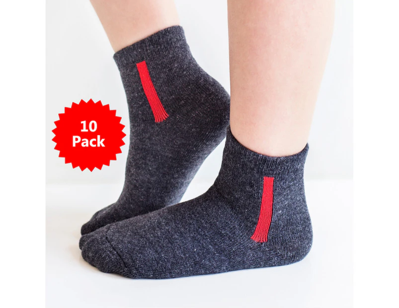 10 PACK - Chusette Kid's Warm Cotton Socks for School and Sport - Black