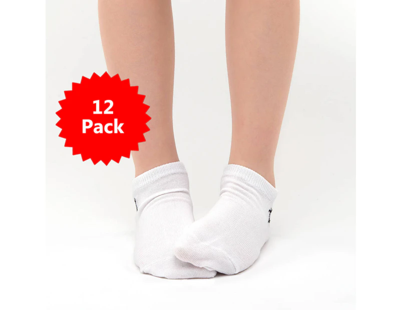 12 PACK - Chusette Kid's Sport Liner Socks for Maximum Comfort for Sports Activities - White