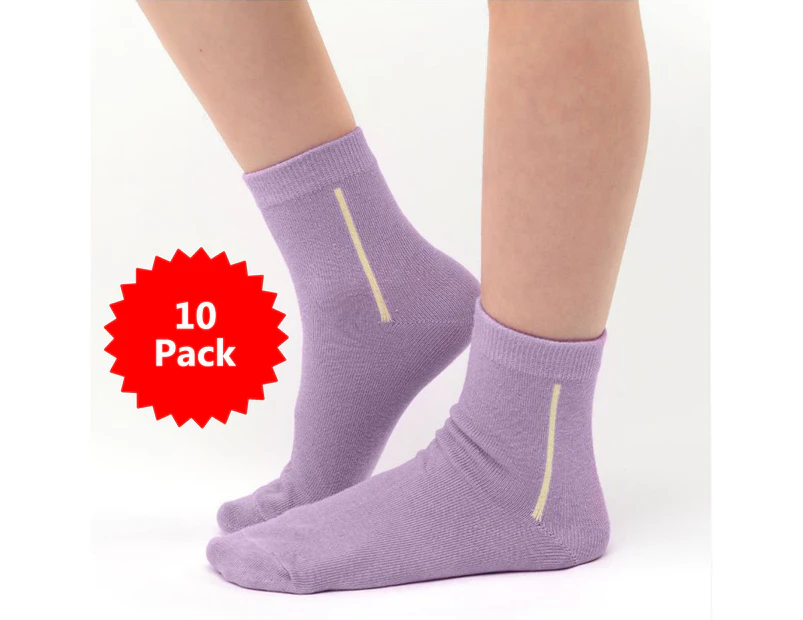 10 PACK - Chusette Kid's Warm Cotton Socks to stay Warm and Dry - Light Violet