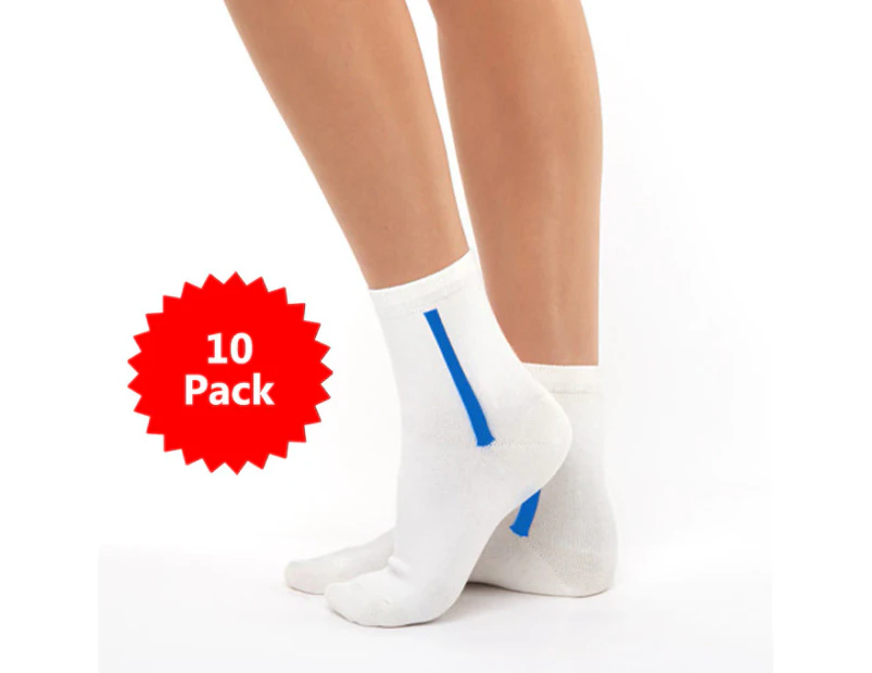 10 PACK - Chusette Kid's Warm Cotton Socks for School and Sport - White